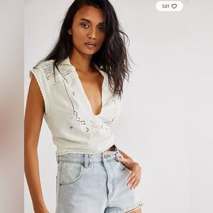 FREE PEOPLE Annabeth Embroidered Top